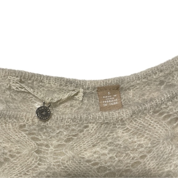 Anthropologie Knitted & Knotted Lace Hem Sweater Short Sleeve Cream Small - Picture 8 of 11